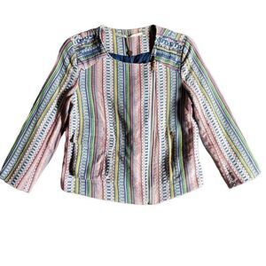 Twelfth Street By Cynthia Vincent Multicolored Knit Cropped Jacket Size 6